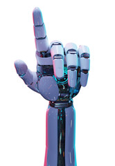 White cyborg pointing his finger 3D rendering