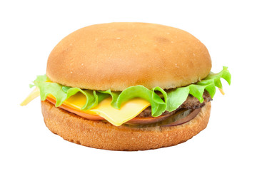 Cheesburger with lettuce salad