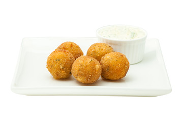 Cheese balls and mayonnaise sauce