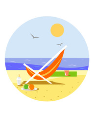 sunny beach with reclining chair