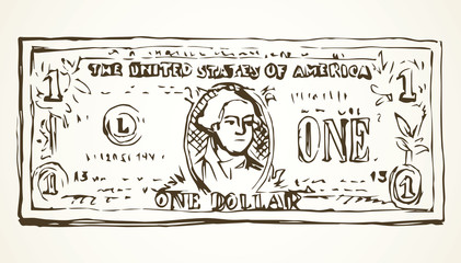 One dollar. Vector drawing