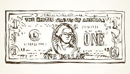Fototapeta premium One dollar. Vector drawing