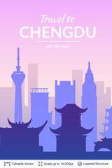 Obraz premium Chengdu famous China city scape.