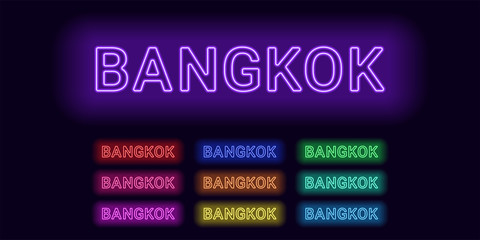 Neon name of Bangkok city