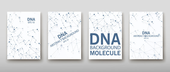 DNA abstract geometric background, layout in A4 set technology brochure flyer design template vector shadow