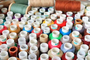 Coils of multi-colored threads