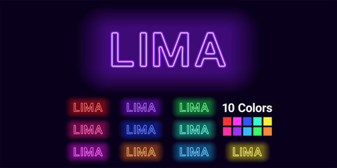 Neon name of Lima city