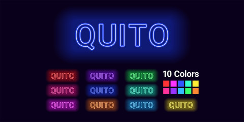 Neon name of Quito city