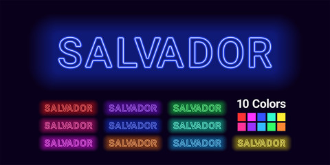 Neon name of Salvador city