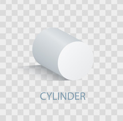 White Cylinder Geometric Figure that Casts Shade