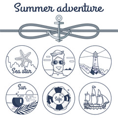 Summer Adventure Monochrome Poster with Anchor