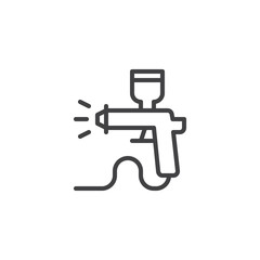 Paint spray gun outline icon. linear style sign for mobile concept and web design. Airbrush car paint simple line vector icon. Symbol, logo illustration. Pixel perfect vector graphics