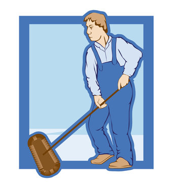 The character of the cleaner, drawn on the emblem