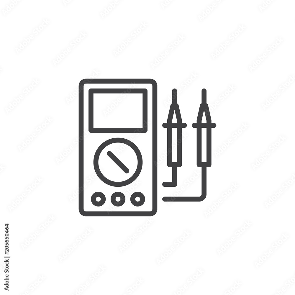 Poster voltmeter outline icon. linear style sign for mobile concept and web design. electrical test meter s