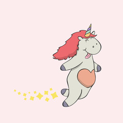 Happy pink unicorn run away