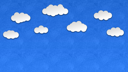abstract background - white paper clouds. The graphic illustration consists of a blue sky and white clouds on a bright summer or spring day