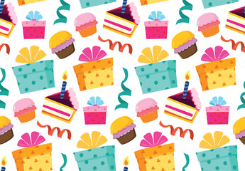 Happy birthday color vector pattern