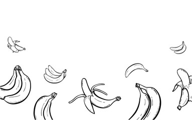 Fototapeta premium Banana Frame hand drawn background with place for your text on top of bananas vector template for poster, flyer,wallpaper. pattern.