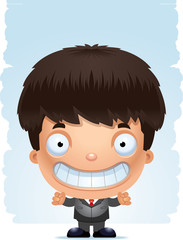 Smiling Cartoon Boy in a Suit