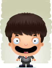 Smiling Cartoon Boy in a Suit