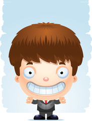 Smiling Cartoon Boy in a Suit