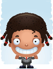Smiling Cartoon Girl in a Suit