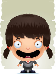 Smiling Cartoon Girl in a Suit