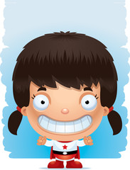 Cartoon Girl Superhero Smiling