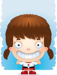 Obraz premium Cartoon Girl Superhero Smiling