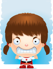 Angry Cartoon Girl Superhero