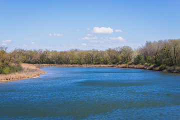 Kuehwoerther Wasser channel in Danube Auen Park near Vienna, Austria
