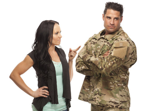 military Couple arguing with each other