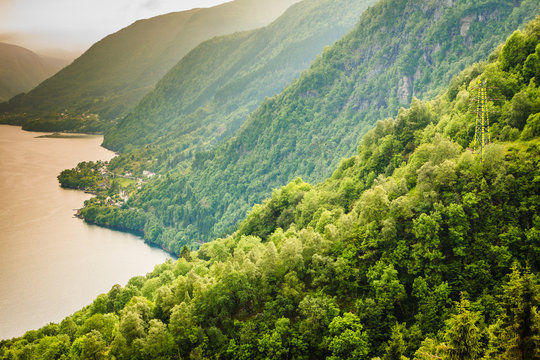 View of fjord near Bergen in Norway