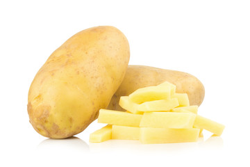 potato peel. piece. cut. sliced. isolated on white background