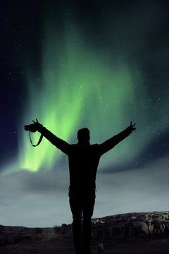 Polarlichter Nordlichter Island Mann Fotograf 
