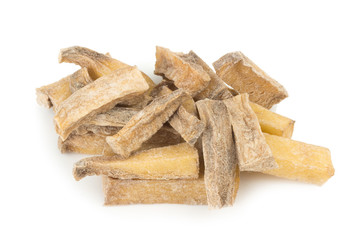 pile potato dry isolated on white background. rotten