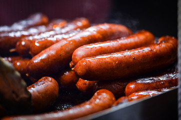 czech sausages in the christmas market