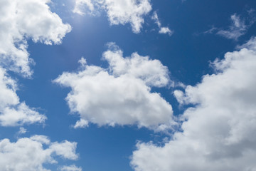 Obraz premium Blue sky and white clouds. Nature cloud landscape. Clouds in the blue sky. Blue sky background