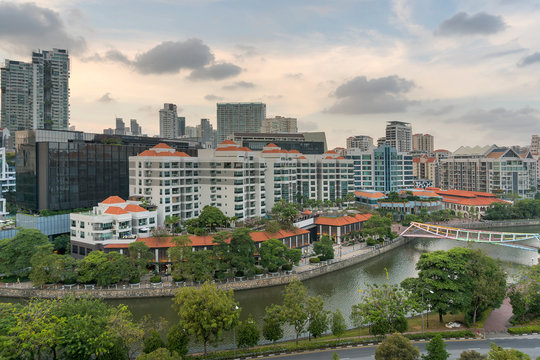 Singapore Cityscape along Robertson Quay