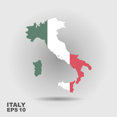 Italy map with flag inside