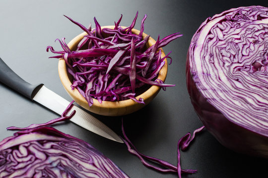 Shredded red cabbage salad