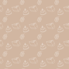 Food Pattern Seamless Background, Bakery, Dessert And Cakes