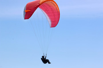 Paraglider flying