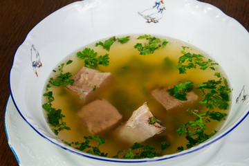 Beef soup with herbs