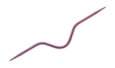 Cable stitch knitting needle on a white background.