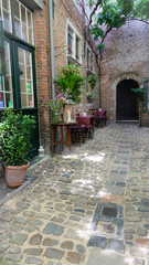 The Vlaeykensgang, a small alley close to the city hall of Antwerp, Belgium.