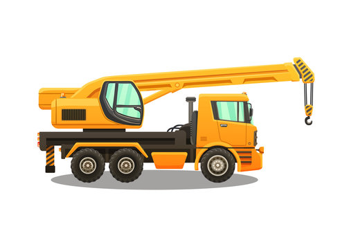 Detailed vector illustration of truck crane.