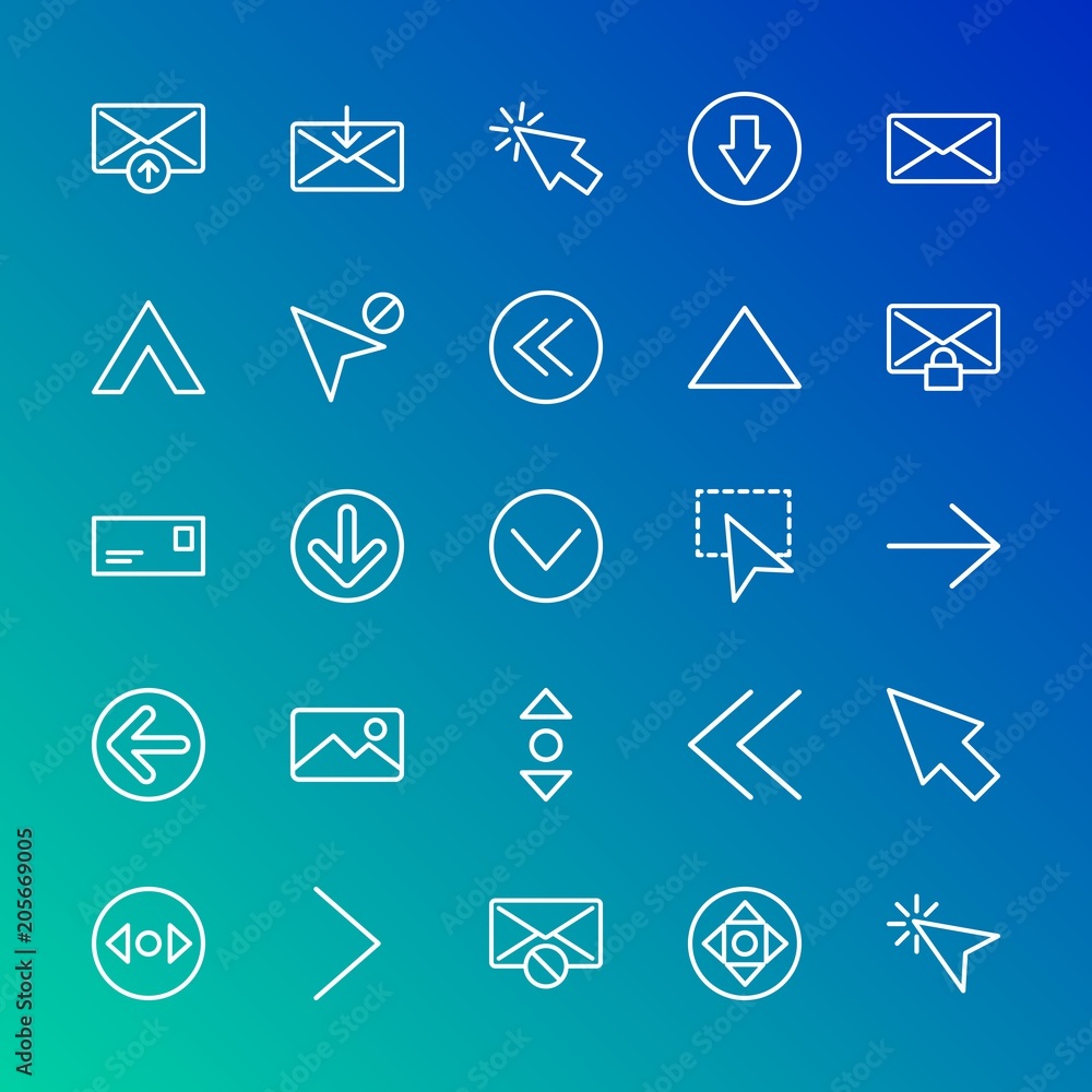 Aufkleber modern simple set of arrows, cursors, email vector outline icons. contains such icons as scroll, blo