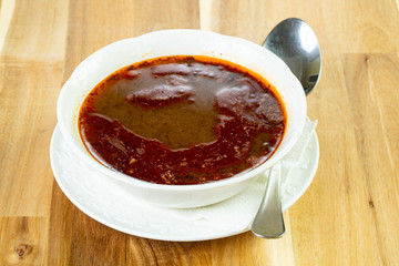 Spicy lentil soup.