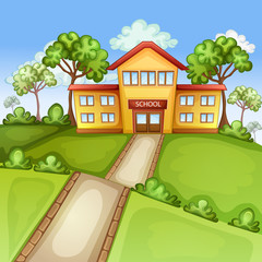 Beautifull ilustration with school building